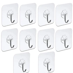 Crochets muraux adhésifs, transparents, réutilisables, antidérapants, sans trace, robustes, pour salle de bain et cuisine, 5/10/20 pièces 