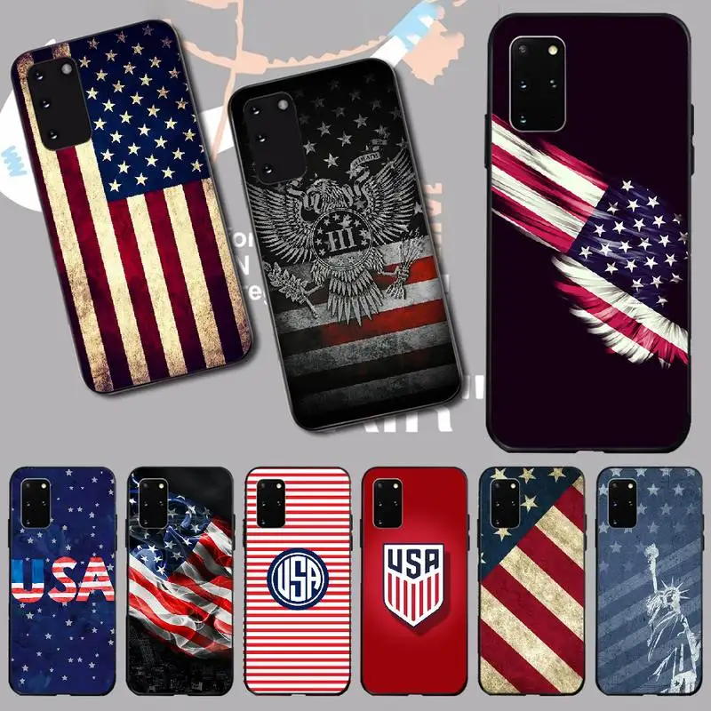 PENGHUWAN американский флаг США ТПУ Черный чехол для телефона Корпус Samsung S20 plus Ultra S6 S7