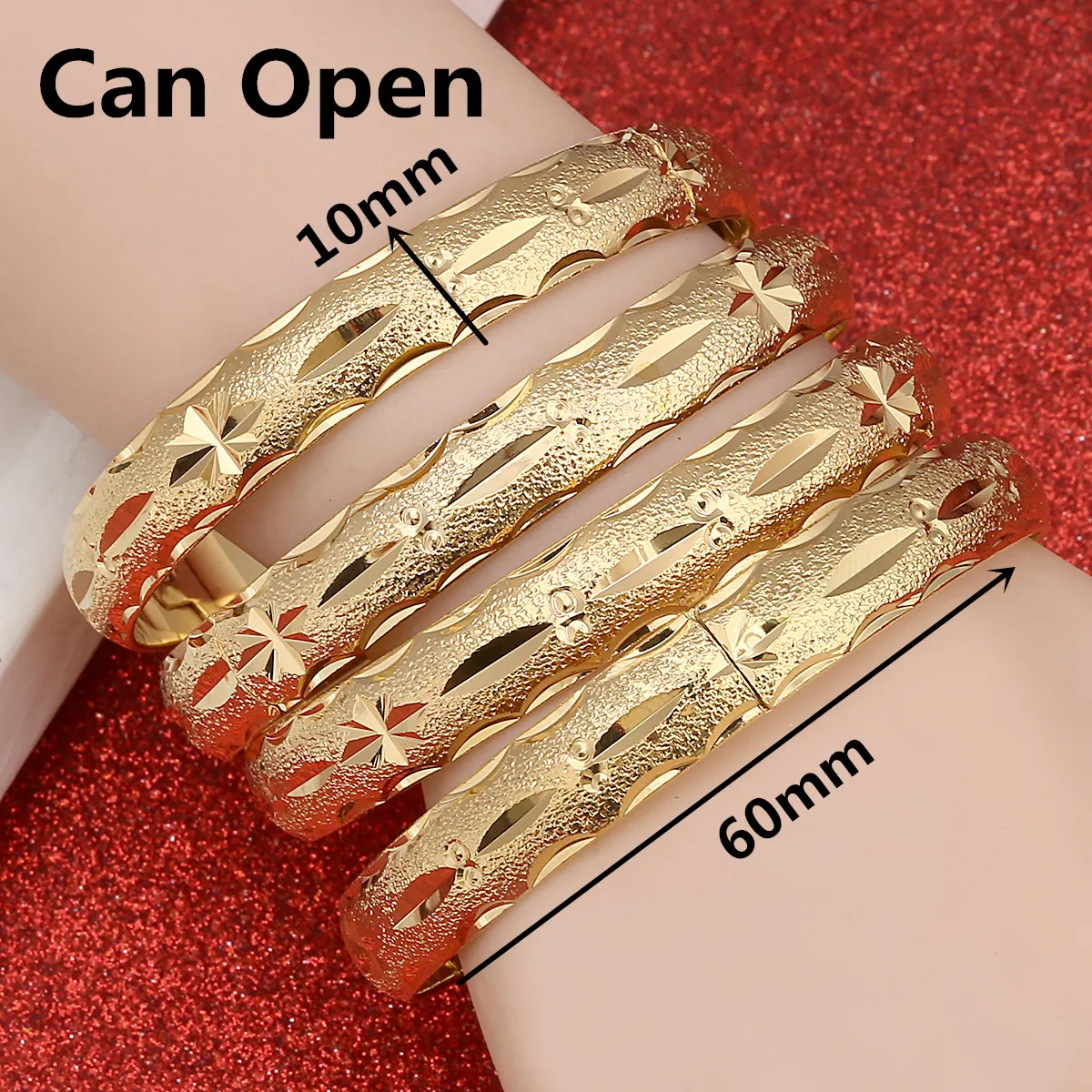 24k Gold Color Bangle for Women Dubai Bride Wedding Ethiopian Bangle Arab Jewelry 3