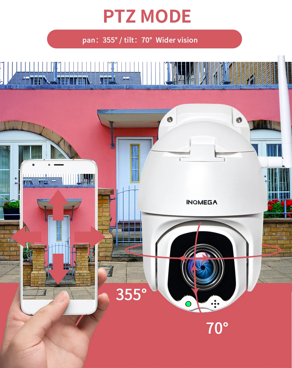INQMEGA 5MP супер HD PTZ IP камера ночного видения наружная Водонепроницаемая звуковая сигнализация двухсторонняя аудио домашняя Камера Безопасности s