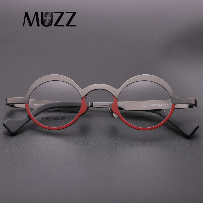 MUZZ Pure титановые оправы Мода инсайдер Мужской Оптический круглый супер маленький
