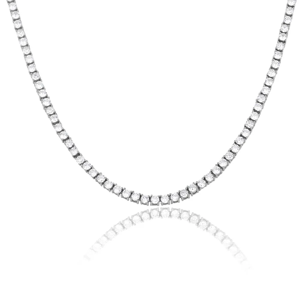 JINAO, новинка, 925 пробы, серебро, 3 мм, мужское ожерелье, Bling CZ Iced Out, хип-хоп, золотые и серебряные ювелирные изделия, звено, теннисная цепочка для подарка