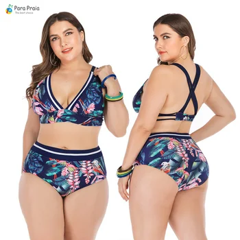 

Big Size High Waist Swimsuit Plus Size Swimwear Tanga Two piece Bathing Suit Women Bandage Swimwear Hollow Out Thong Bikini Set