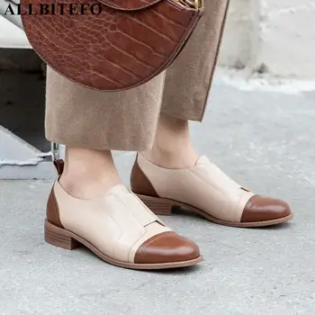 

ALLBITEFO natural genuine leather high heel shoes round toe pigskin inside fashion women heels high quality girls high heels