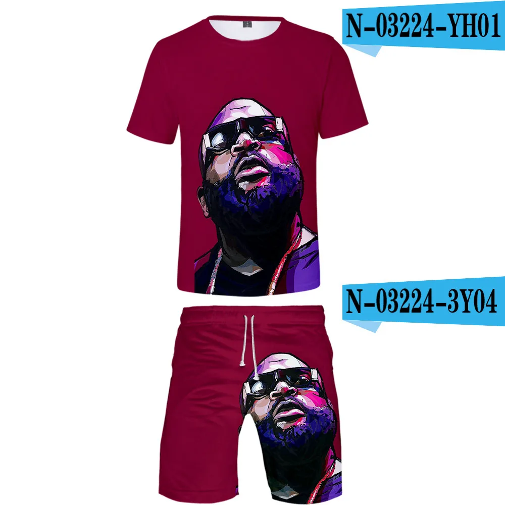Рик Росс комплект из двух предметов футболка и шорты Harajuku для мужчин Rick Ross футболка уличная Harajuku короткий рукав плюс размер уличная - Цвет: Слоновая кость