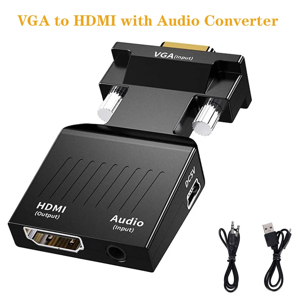 hende bent upassende VGA to HDMI Adapter Converter with Audio Support Power Cable 1080P for  Computer, Desktop, Laptop, PC, Monitor, Projector, HDTV| | - AliExpress