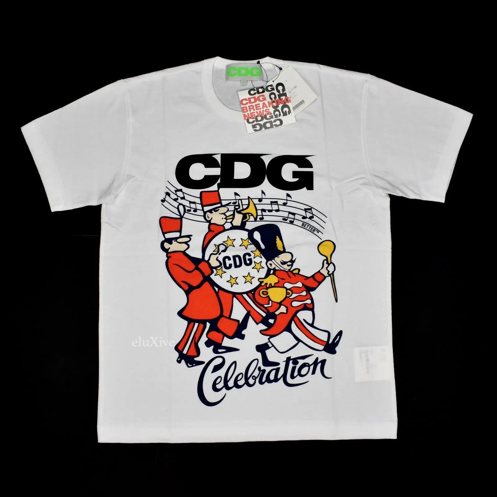 

NWT comme des carcons x Better Avi Gold Coke nercdg Celebration T-Shirt L AUTHENTIC Long Sleeve Hoddies unisex hoddie short slee