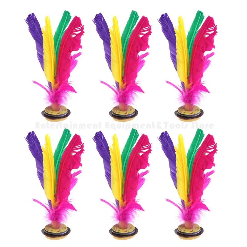 Description Picture 2 of item6pcs Colorful Feathers Kick Shuttlecock Chinese Jianzi Foot Sports Outdoor Toy Game