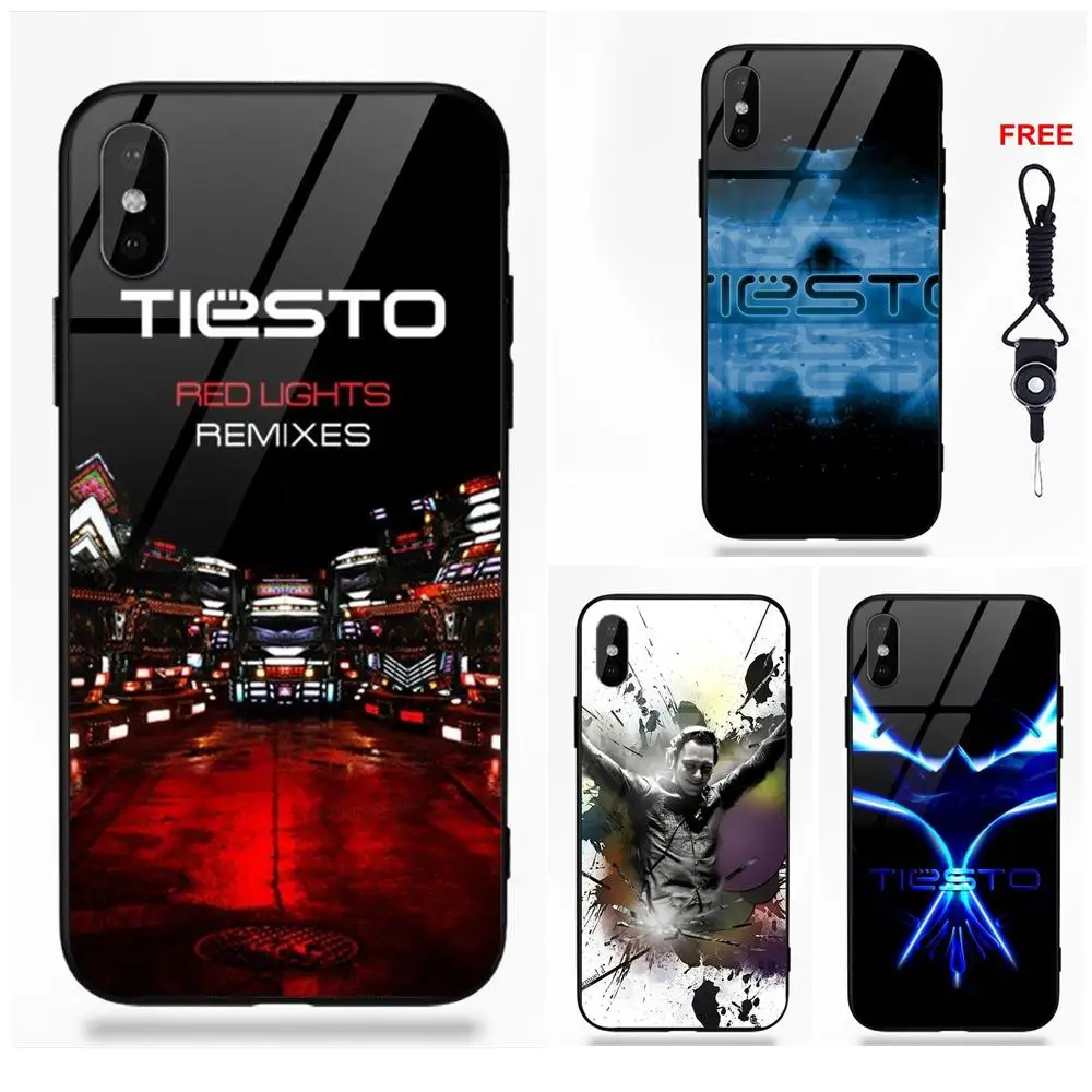 For Apple iPhone 5 5C 5S SE 6 6S 7 8 Plus X XS Max XR Silicone TPU Frame Tempered Glass Pattern Phone Case Dutch Dj Tiesto Logo | Мобильные
