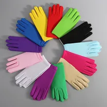 Sexy Short Spandex White Bridal Gloves Black Red Waist Length Women Dance Party Wedding Gloves Full Finger Guantes Boda ST211