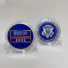 

2021 U.S. President's Biden Blue Color Commemorative Coin Challenge Coin Gold Coins Collectibles #11