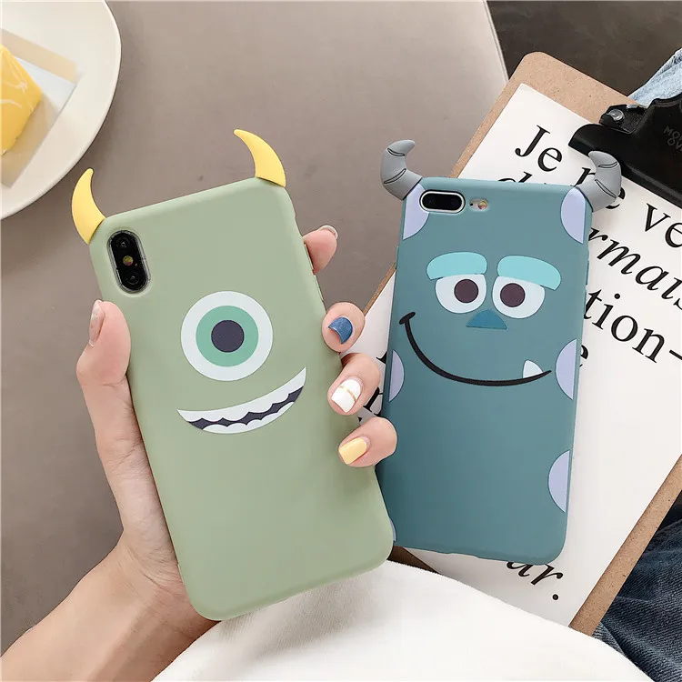 For iphone 11 pro Max 3D Luxury Devil Horns soft Phone Case iPhone 8plus 7P 6S XS XR cartoon Monsters back case |