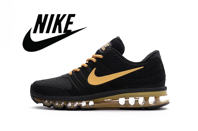 NIKE Zapatillas deportivas para hombre, zapatos deportivos masculinos de color dorado y negro, cómodos, para correr al aire libre, modelo Air Max 2017|Zapatillas de correr| AliExpress