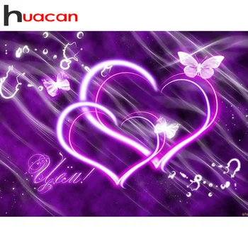 

Huacan Diamond Painting Heart Cross Stitch Diamond Art Diamond Embroidery Mosaic Butterfly Wall Stickers