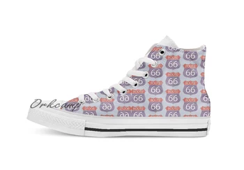 

Route 66 Road Sign Custom Casual High Top lace-up Canvas shoes sneakers Drop shipping