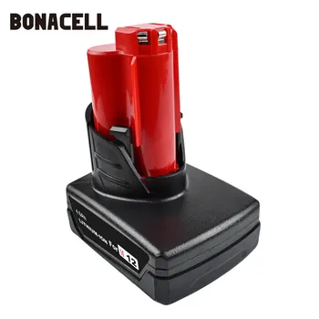 

bonacell Power Tools Battery For Milwaukee M12 12v 6000mah Power Tool Rechargeable Li-ion Battery Replacement Battery Backup