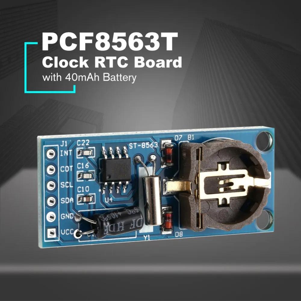Мини PCF8563T стабильный Низкое энергопотребление Портативный часы в реальном времени RTC доска с 40 мАч батарея для электроники