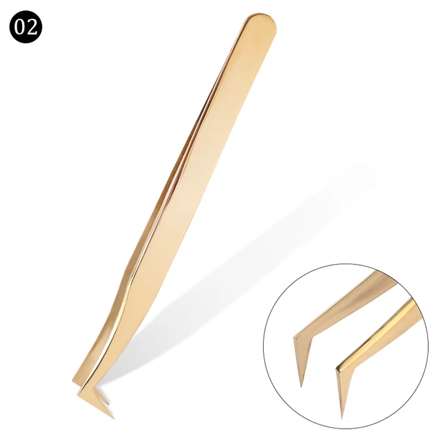 1 Pcs Eyelashes Tweezers Stainless Steel superhard Tweezers High Precision Anti-static tweezers for Eyelash Extensions F-1pcs