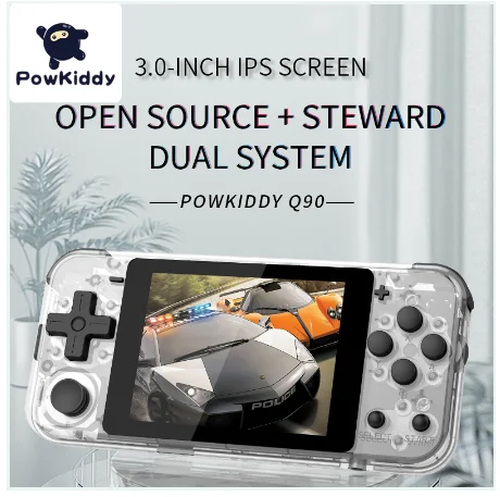 Игровая консоль POWKIDDY Q90 3-дюймовый IPS экран двойная открытая система 16 симуляторов