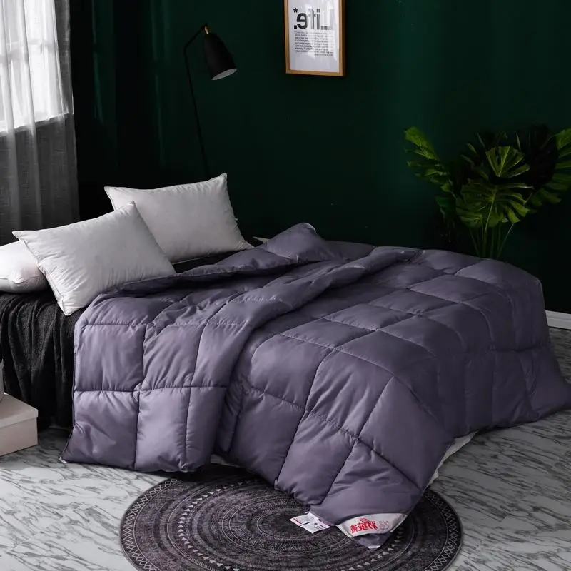 Роскошное гусиный пух, зимнее утепленное одеяло, комфортное одеяло, пуховое одеяло, хлопковое покрывало, королева, супер король, желтое, сплошное, фиолетовое