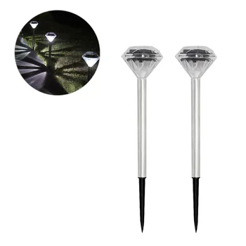 

4PCS Lawn Lamp Plastic Unique Diamond Shape Rainproof Rustproof Ground Plug Lamp for Garden Patio Yard Use