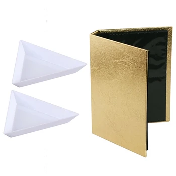 

10Pcs Plastic Triple-Cornered Beads Nail Art Sorting Trays Accessory & 1Pcs120 Pages Transparent Nail Sticker Storage