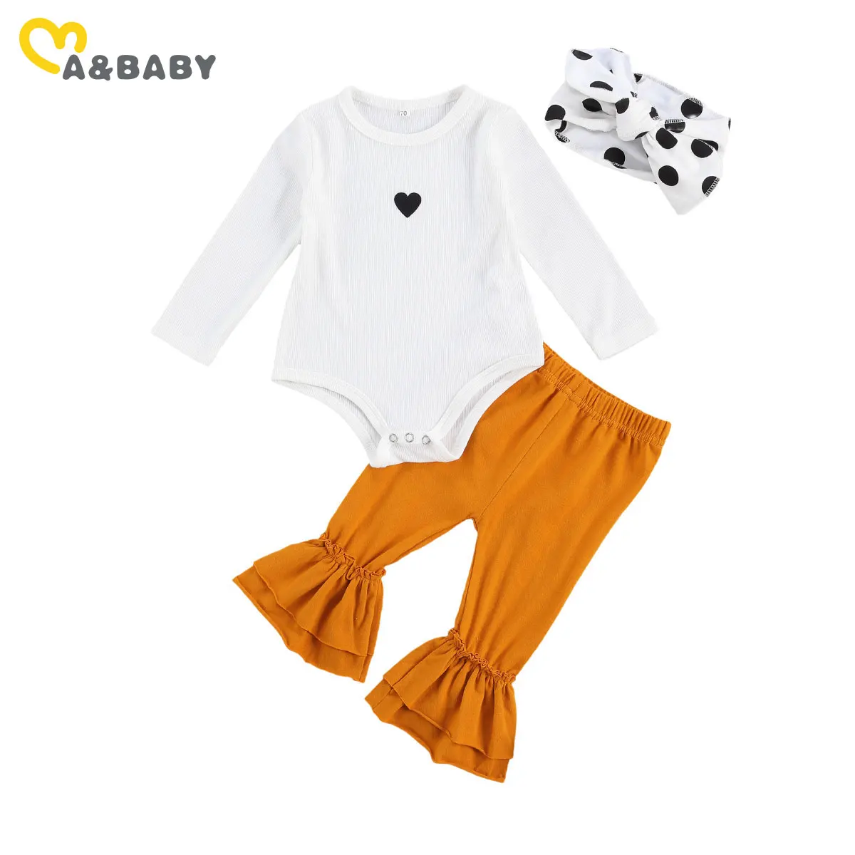 

Ma&Baby 0-18M Newborn Infant Baby Girls Clothes Set White Romper Flare Pants Headband Outfits Autumn Baby Girl Clothing