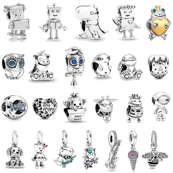 

2020 Newst European bead Bunny Shoes owl Punk Band Robot Charm Beads fit Original Pandora Charms Alloy Bracelet DIY Women Jew