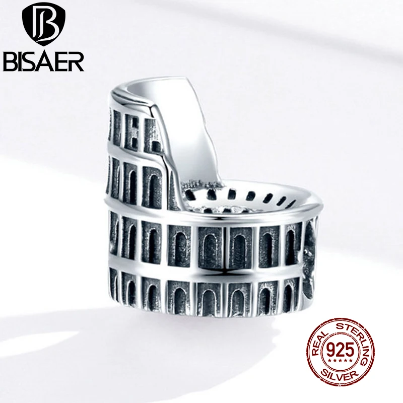 

BISAER Arena History Building Charms 925 Sterling Silver Vintage Places Bead Pendant For Bracelets Necklace 2020 Jewelry ECC1543