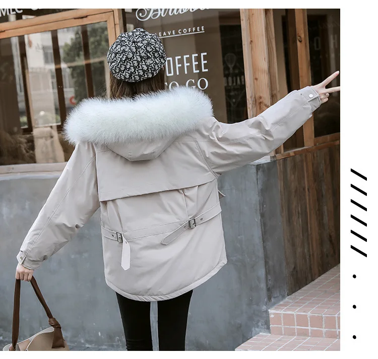 High-End Large Size Cotton Coat WOMEN'S Coat Autumn And Winter New Style Fashion Loose-Fit Slimming-Style Short Hooded Fur