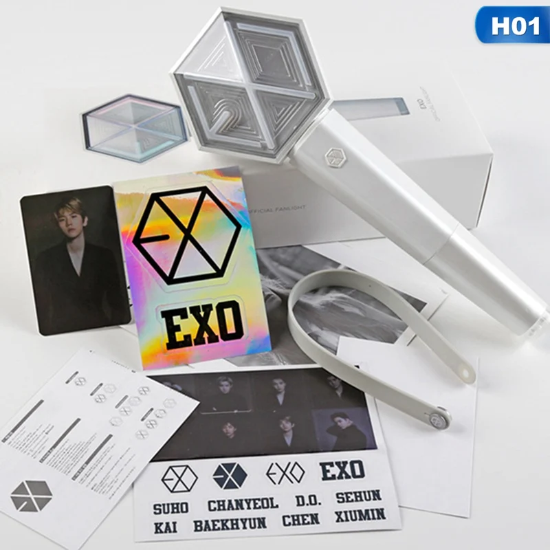 H01 EXO освещение концертов палка ручной стабилизатор для Super Junior концертный тур ручная лампа концерта светящаяся палочка лампа мини Lightstick для вентиляторов - Цвет: H01