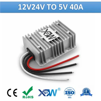 

XWST Aluminum Shell DC to DC 12v 24v to 5v Step Up Down Buck Converter 40A 200W 5vdc Voltage Reducer Power Supply