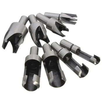 

Set of 8pc Round Shank Bench Drills Wood Working Tool Carpentry Wood Plug Cutter Straight & Tapered Cutting Tool Drill Bit