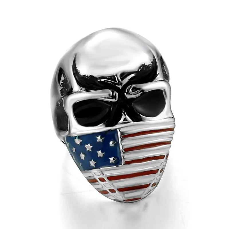

EDC Skull American Flag Self-defense Single Finger Buckle Ring Ladies Anti-wolf Men's Outdoor Finger Fist Ring Safety Tools