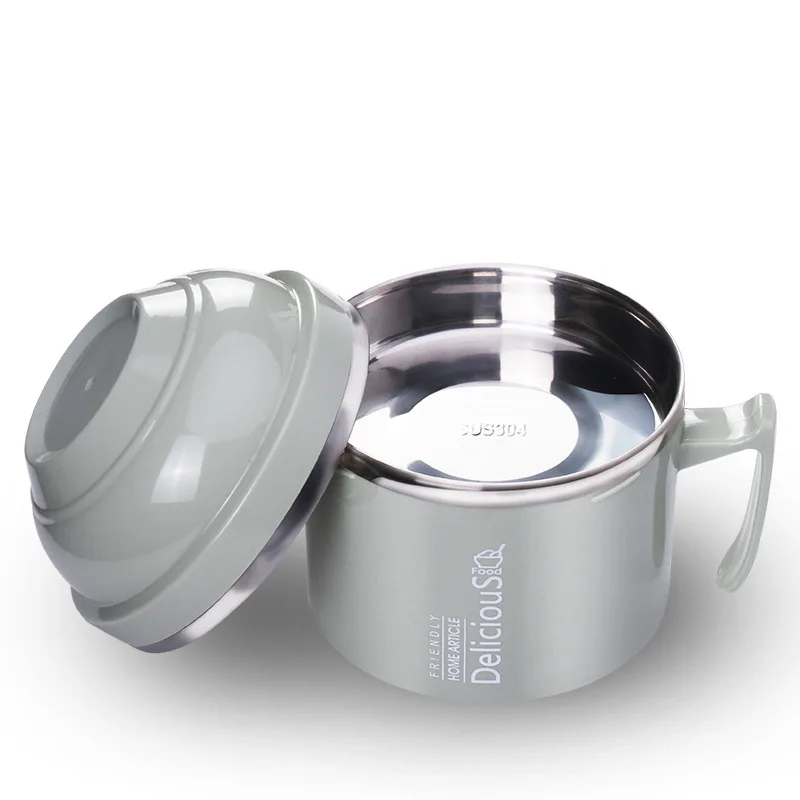 

Bowl Single Students Stainless Steel Rice Bowl 304 Dormitory Instant Noodles Bowl Instant Noodle Bowl with Lid Gift Tableware