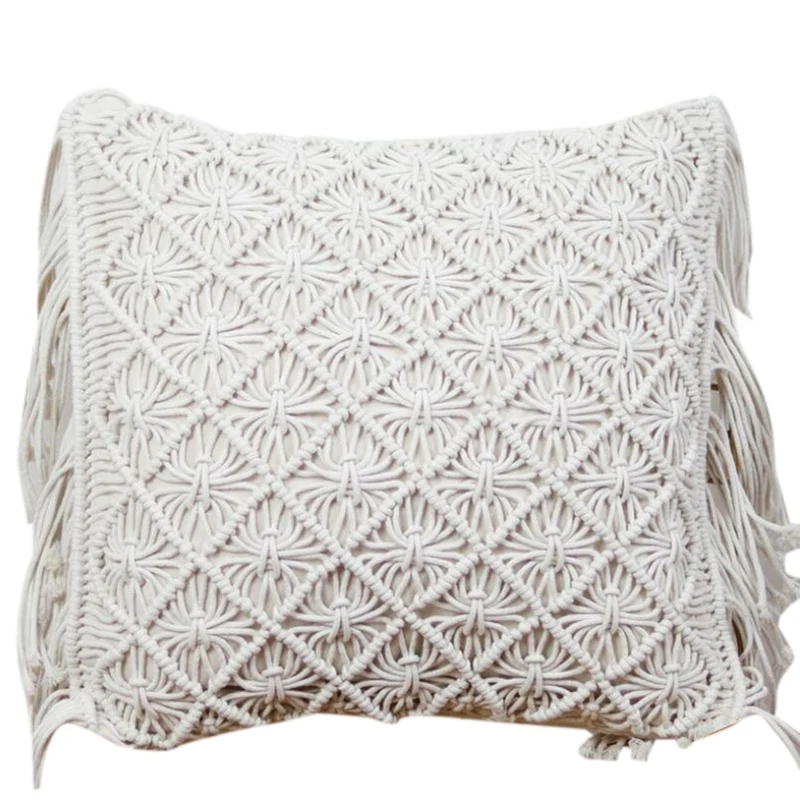 Cushion Covers Cotton Linen Macrame Hand-Woven Thread Pillow Geometry Bohemia Style Pillowcase Home Decor 45X45cm | Дом и сад