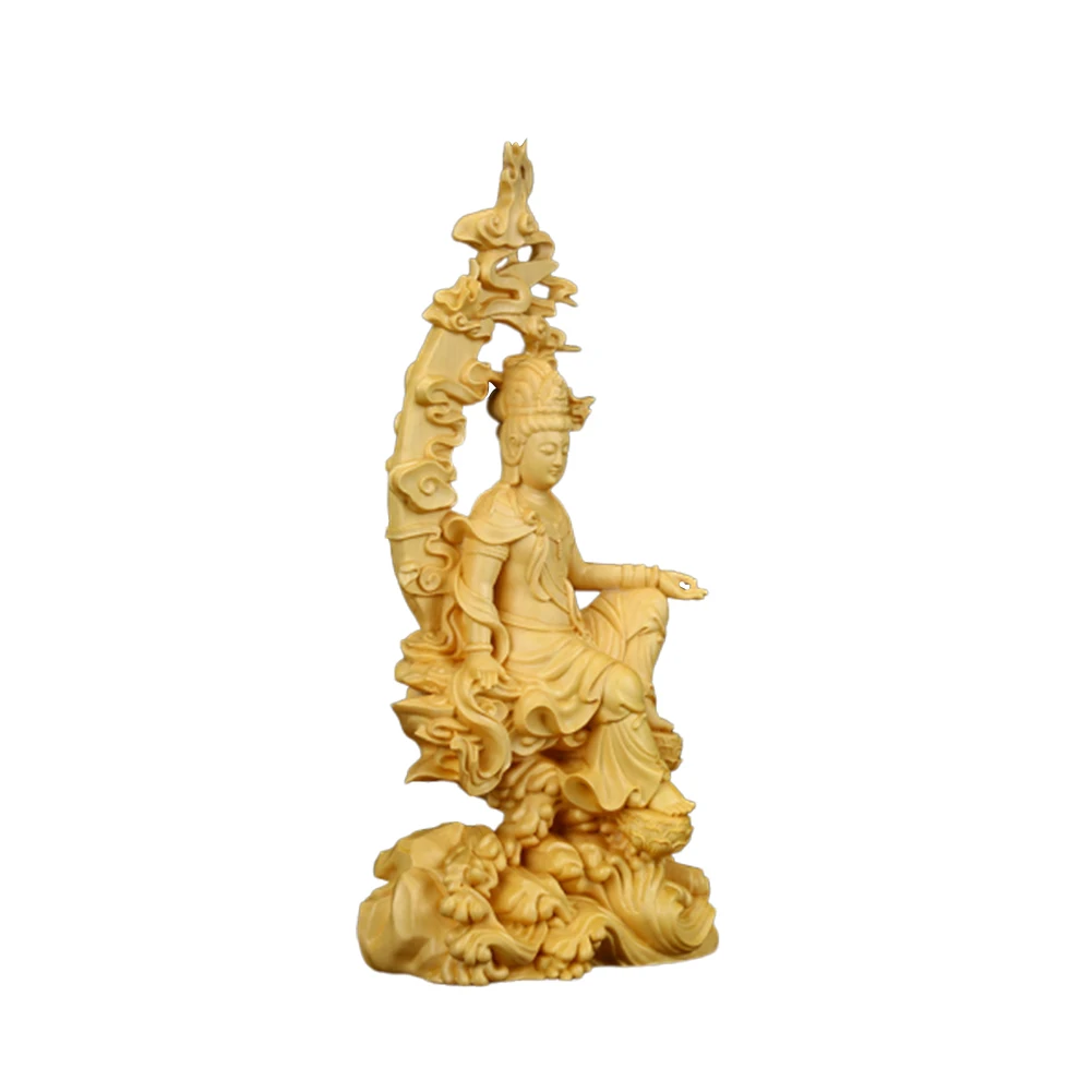 Guanyin Kwan-yin домашний декор Самшит ремесло орнамент китайские Подарки скульптура стол резьба фигура офис Будда статуя
