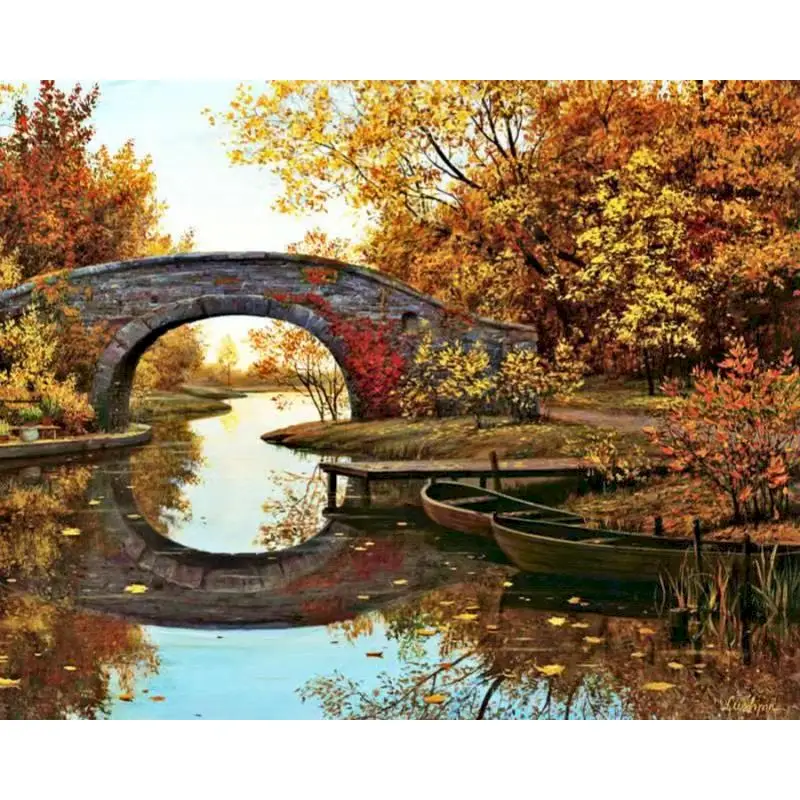 

DIY Painting By Numbers Landscape garden Drawing On Canvas HandPainted Gift Picture By Number Kits Home Decor