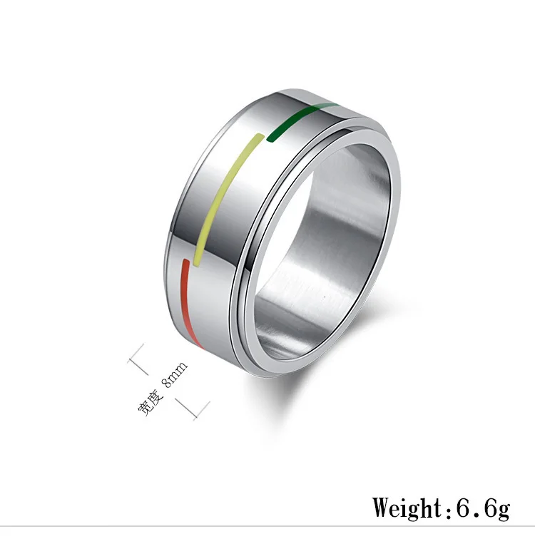 8MM Width Rotate Rainbow flag Ring Homosexual Pride Stainless Steel Ring Couple Jewelry Dropshipping