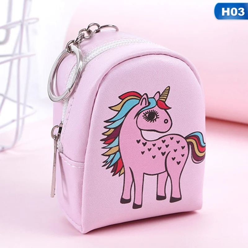 H03 Мультфильм Единорог Кошельки для монет женские кошельки Маленький милый держатель для карт ключ Деньги сумки девушки дамы кошелек дети Дети - Цвет: H03
