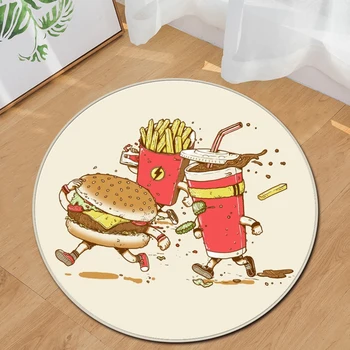 

New Arrival Carpet Round Carpet Running Hamburger Bedroom Floor Mat Home Hotel Decoration Printed Foot Pads Carpet