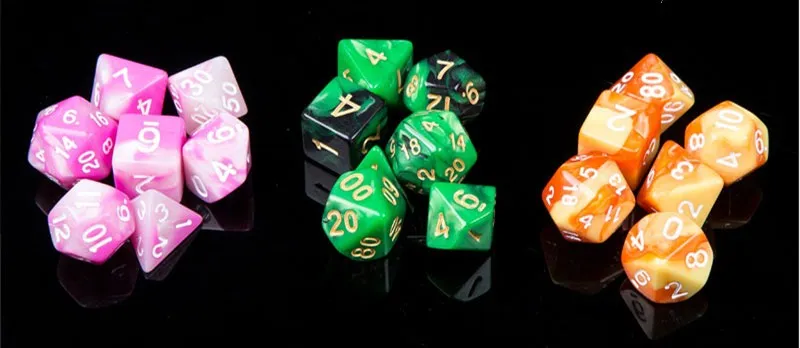 7 шт./лот многогранные кости из смолы d& d d4 d6 d8 d10 d% d12 d20 многогранные TRPG игры кубик для настольной игры