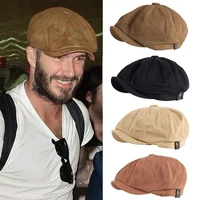 British Style Newsboy Cap Men Cotton Ascot Cap Dad Beckham Khaki Male Spring Autumn Vintage Brand New Octagonal Designer Hat Cap 1