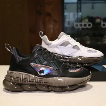 

Men's shoes 2020 spring new leather casual couple sports shoes comfortable breathable thick bottom wild net shoes women's