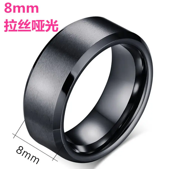 8mm Dull Black 4 мм тускло полированное черное титановое кольцо для мужчин и женщин - Цвет основного камня: 8mm Dull Black