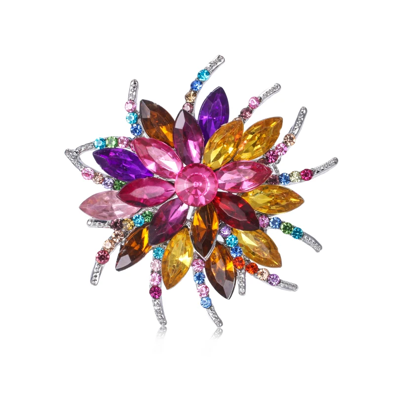 7938 multi color WEIMANJINGDIAN, красивая разноцветная кофейная/фиолетовая/красная/прозрачная/черная кристальная брошь в виде цветка маргаритки, булавки для женщин - Окраска металла: 7938 multi color