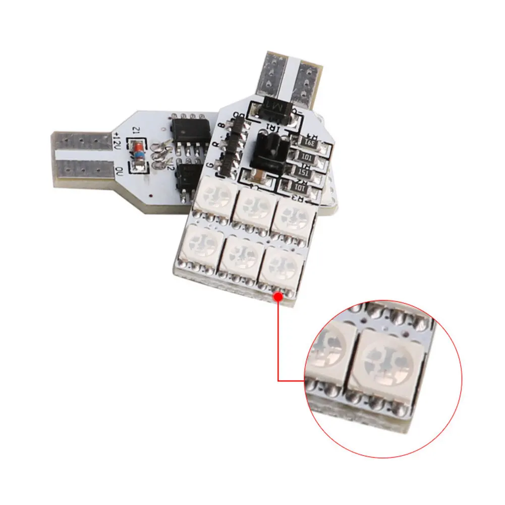 T10 W5W 168 5050 12SMD пульт дистанционного управления 12 В Авто RGB 16 цветов Светодиодная