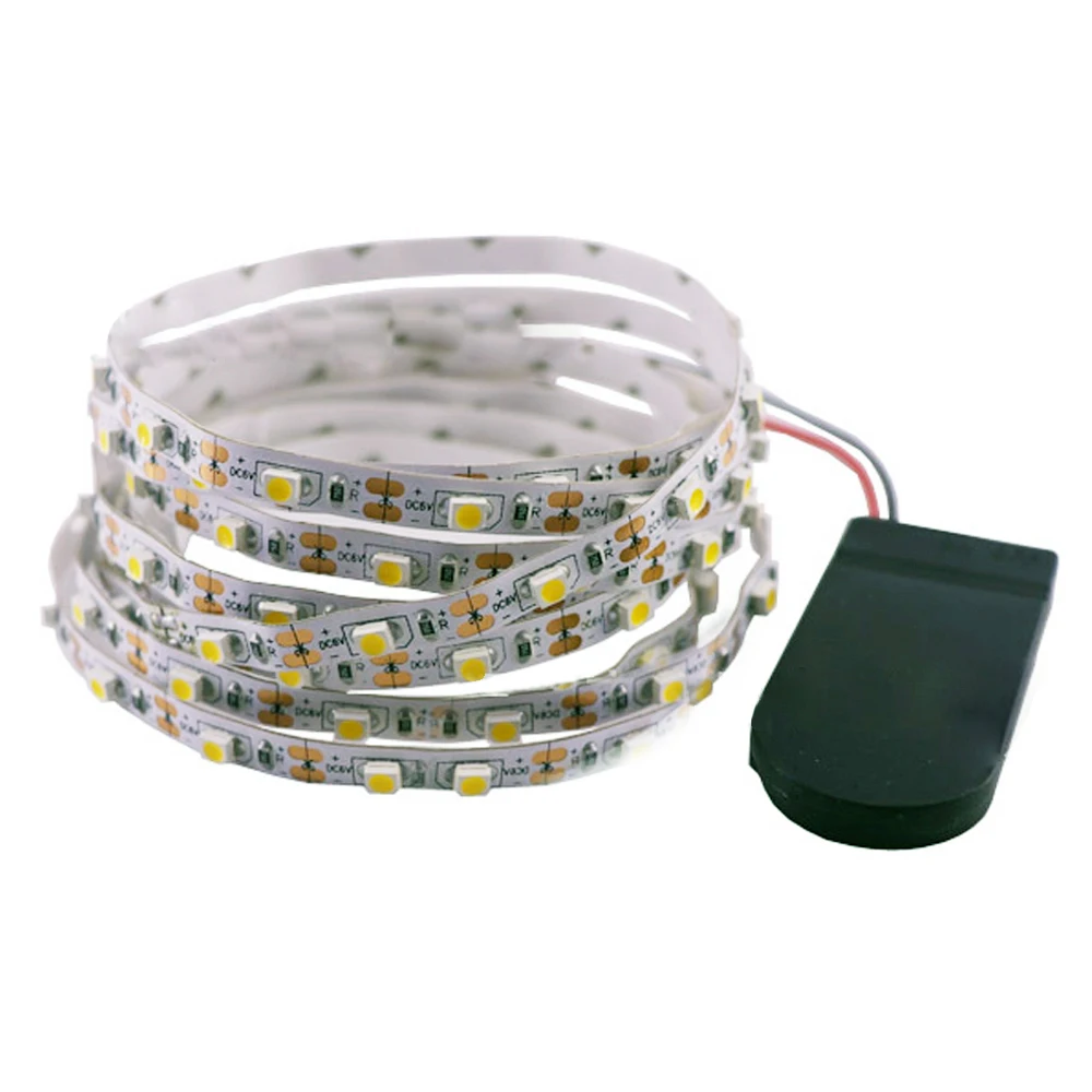 Tira de luces Led que funciona con 3 pilas AA, flexible, blanca cálida,  SMD2835 50cm, 1M, 2M, 3M, 4M, 5M, - AliExpress