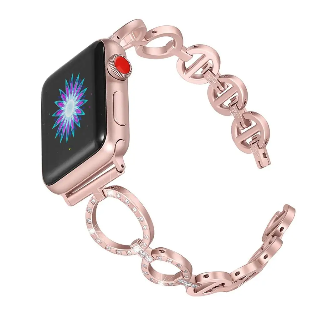 

Stainless Steel O-Link Band 38mm 40mm Glister Bands Compatible Apple Watch Series 5 Series 4/3/2/1 Women Diamond Iwatch Strap iwatch 38mm Bands 42mm Sport 44mm Armband 40mm bracelet Apple watch 4 band Serie 5 woman