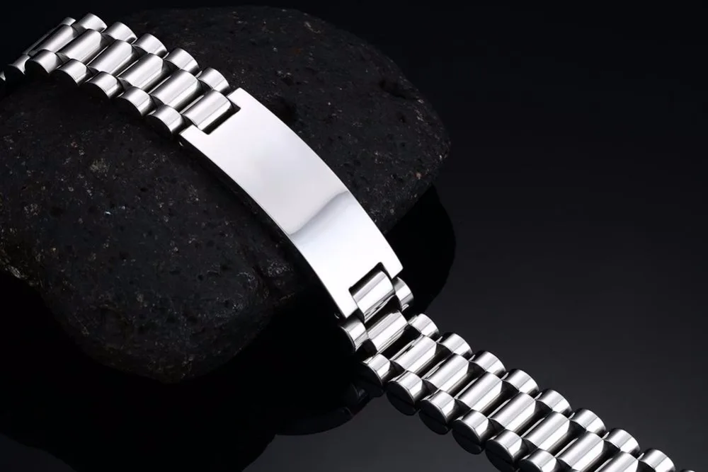 Mens bracelets Free Engraving Stainless Steel Designer Made Scratch Resistant Id Bracelet Edelstahl Armband Men Jewelry silver 18